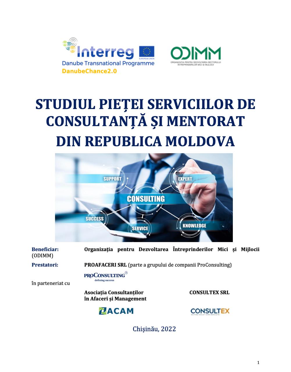 STUDIUL PIEȚEI SERVICIILOR DE CONSULTANȚĂ ȘI MENTORAT DIN REPUBLICA MOLDOVA